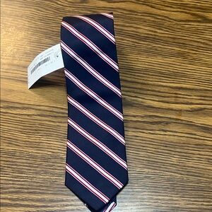 Tom James Navy and pink Striped Tie NWT
